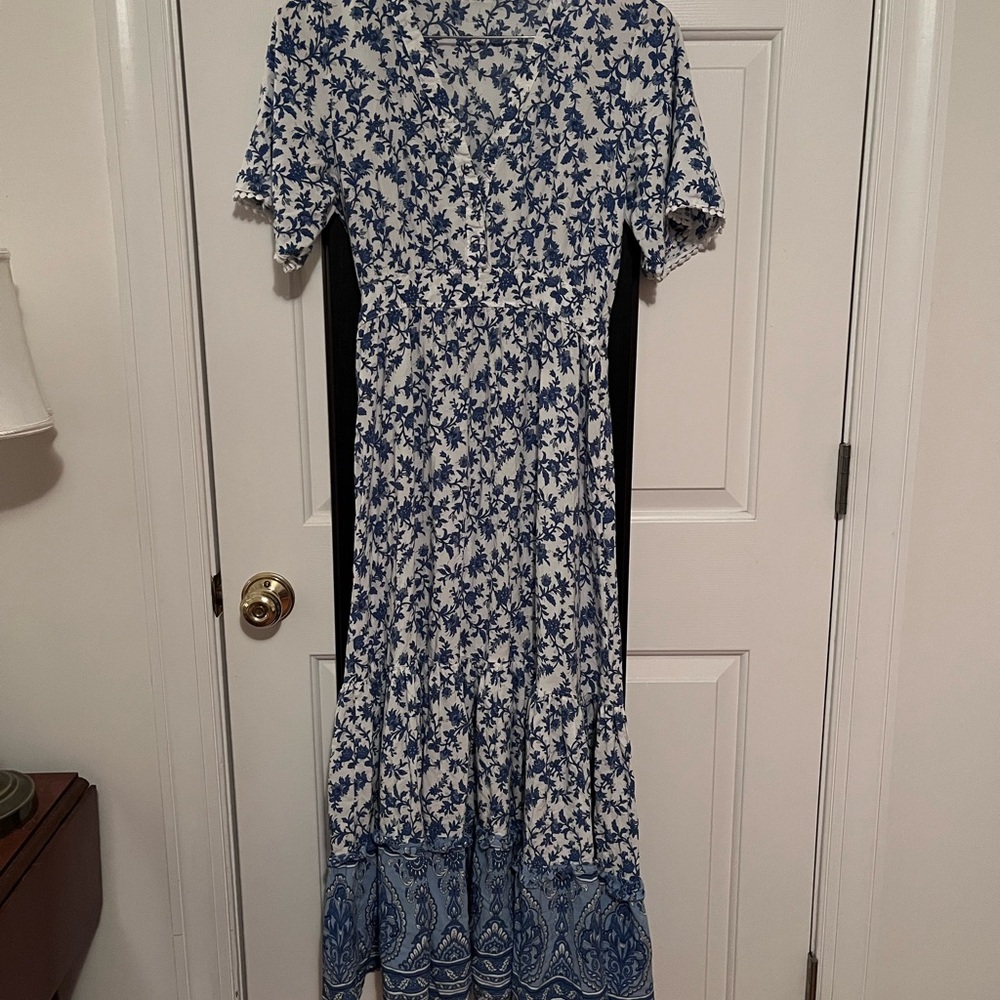 Floral Blue and White Dress